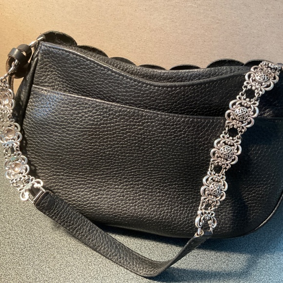 Brighton BLACK Flower Leather Camilla Shoulder Bag - Picture 7 of 12